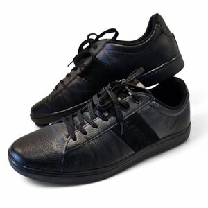Men's Black Leather Lace-Up Sneakers